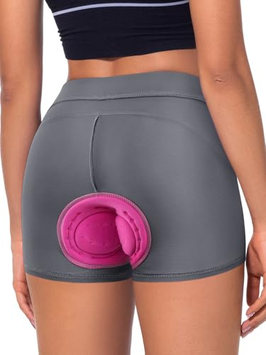 Bergrisar Short de Cyclisme pour Femme - Sous-vêtement de Vélo en Gel Rembourré et Respirant, gris/bleu, XXL