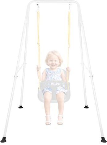 Foldable Swing Stand for Kids, Heavy-Duty Metal Swing Frame for Indoor/Outdoor, Suitable for Most Baby Toddler Swings, Easy to Assemble & Store, Swings not Included (White)