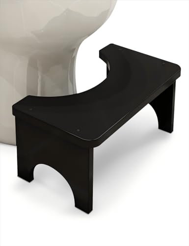 SeiriHelper Toilettenhocker aus Bambusholz für Erwachsene, Klohocker für verbesserten Stuhlgang, WC Hocker für bequemes Sitzen im Badezimmer (Schwarz)
