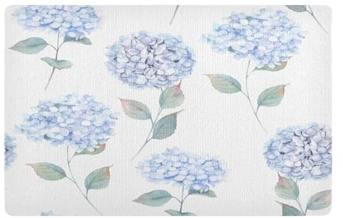 Mnsruu Watercolor Hortensia Hydrangea Doormat Front Door Mat, Non-Slip Dirt Trapper Mats for Entrance, Inside, Kitchen, 50x80 cm