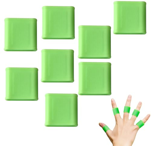 8PCS Silicone Finger Protectors, Comfortable Fingers Support sleeves for sports, Thumb Protector and Finger Sleeve Protectors, green Silicone Sports Fingers Sleeve for golf and daily activities