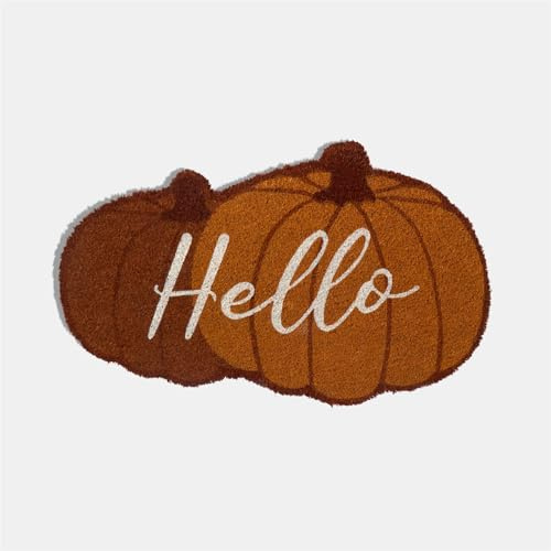 OHS Door Mat Pumpkin Shape, Non-Slippery Heavy Duty Halloween Decorations Door Mats Outdoor Indoor Autumn Halloween Doormat Perfect Dirt Trapping Washable Doormat, Rust - 45 x 75cm
