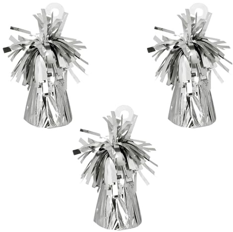 Folieballongvikter för heliumballonger | 160 g till 180 g metallfolie ballonghållare | födelsedagsfester, evenemang och bröllopsfester dekorationstillbehör (silver, 3-pack)