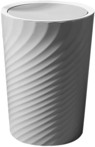LOLIPPYY Papelera Doméstica de Plástico con Tapa Abatible Cubo de Basura Grande 12L Gris Resistente para Baño Oficina y Cocina Accesorio Práctico Hogar