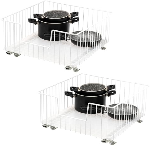 bremermann Lot de 2 corbeilles d'armoire de 50 cm de large avec étagère, tiroir de cuisine à extension complète avec rails télescopiques, idéal pour la cuisine, la salle de bain et la chambre à