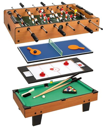 ColorBaby CB Games Multispieltisch, 4 in 1, Größe 81 x 43 x 27 cm, Tischfußball, Billard, Tischtennis, Hockey, Tischspiel für Kinder, Multispielzeug, 6 Jahre (85327)