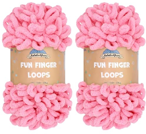 JubileeGarn med roliga fingerslingor – polyester jumbo viktögla – 100 g/skein – kittlad rosa – 2 nystan
