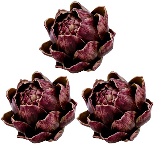 Meiwlong 3Pcs Artificiel Large Red Légume Artichoke Flowers Fake Réaliste Légume Floral Bouquet Home Fête Cuisine Table Indoor Décoration Craft