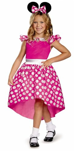 DISGUISE Officiel Classic Deguisement Minne Fille avec Oreille Minnie, Robe Minnie Mouse Déguisement de Carnaval Mardi Gras Anniversaire Enfant S