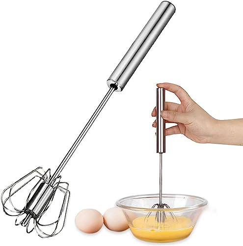 Schneebesen aus Edelstahl Halbautomatischer Handschneebesen Handmixer ohne Strom Mini Schneebesen für Küche Quirl Küchengerät