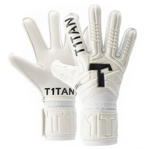 T1TAN Classic 1.0 White-Out Junior - Torwarthandschuhe Kinder - ohne Fingerschutz - Fußballhandschuhe für Torhüter - Größe 5