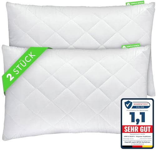 Gentle North Kopfkissen (50x60 cm groß) - 2er Set Kissen für Bett und als Dekokissen - Mit Reißverschluss für Füllung - Sofakissen - Zierkissen für Couch und Sofa - Ökotex - Waschbar bis 60° - Weiß