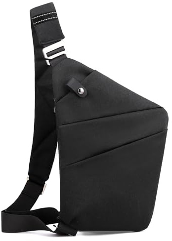 Anti Theft Travel Bag, One Shoulder Large Capacity Cross-body Bag Chest Fashion Lightweight Sling Bags for Travel Sports (Left Shoulder, Black)