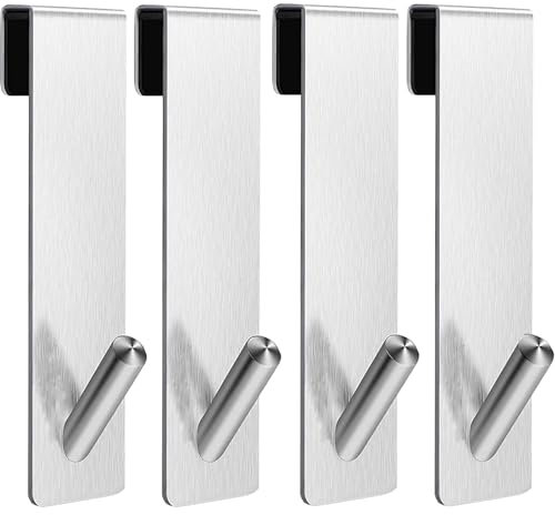 Gancio migliorato da parete per doccia, gancio accappatoio doccia, appendi accappatoio bagno, appendi asciugamani bagno, gancio doccia in acciaio inox, senza foratura, , per parete in vetro, 4 pezzi