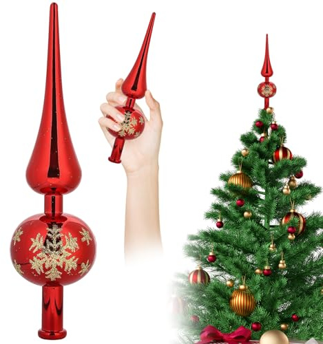 LETTERASHQP Punta de árbol de Navidad roja pequeña brillante para árbol de Navidad, punta de árbol de Navidad, punta de árbol de Navidad, decoración de plástico para decoración navideña