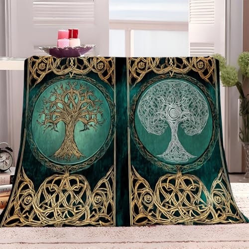 Kuscheldecke Flauschig 150x200 cm Weiche Warme Decke Abstrakter Lebensbaum-Totem Microfaser Tagesdecke Fleecedecke als Decke Sofa, Wohndecke oder Couchdecke überwurf