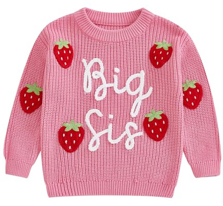 PanLidapan Pull à manches longues pour bébé fille - Automne et hiver - Pull en tricot pour grande sœur, Rouge, 2-3 ans