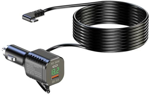 Hoembpn 3-Port Zigarettenanzünder USB Adapter Auto Ladegerät mit LED-Voltmeter, 60W PD & QC3.0 Schnellladung Kfz Ladegerät mit 3.5M USB-C Ladekabel, Kompatibel mit iPhone Samsung Huawei Xiaomi