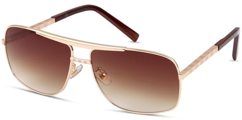 Sunglasses Mens Polarised High Protection Retro A-viator Sunglasses Anti Glare UV400 Protection Durable Double Bridge Driving Glasses Metal Frame Lightweight for Driving Cycling Fishing Traveling