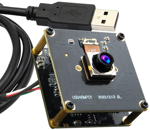 ELP 48MP Wide Angle USB Camera Module 200ms Fast Autofocus Webcam Board 100degree No Distortion Lens PC CAMERA Mini UVC USB2.0 Backup Cam UHD Second Webcamera 6000P Lightburn Camera for Laser Engraver