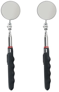 FUGLUS 2 pezzi Set di Specchio telescopico di ispezione,Specchio di ispezione Rotondo,libbre Strumento di prelievo Magnetico, batterie Non Incluse