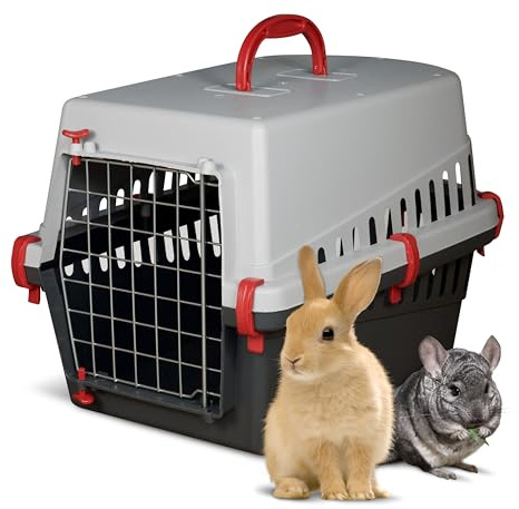 Snugsy Caisse de Transport pour Petits Animaux - pour Voiture et Avion - Porte en Métal - Légère 1,14 kg - Rouge 50 x 33 x 32 cm