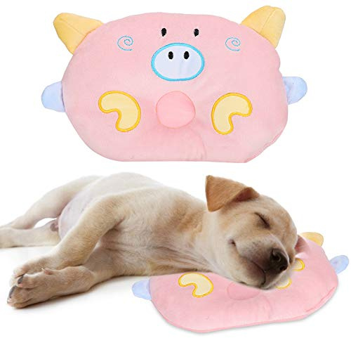 Taidda Oreiller en Forme d'animal, Mignon Cochon de Dessin animé, Protection de la Colonne Cervicale, pour Chat et Chien Dormant, Rose/Jaune/Bleu, 11.8 à 12 Pouces, Fournitures pour Animaux de (Rose)