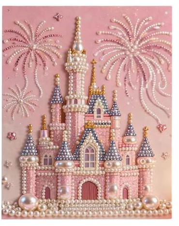 DIY Castle Pearl Painting Art Kits, Beaded Art Craft Kit for Adults and A rt Lovers, Beginners, Home Wall Decor, Birthday Holiday Family Activity Valentine's Day Relaxing Gift