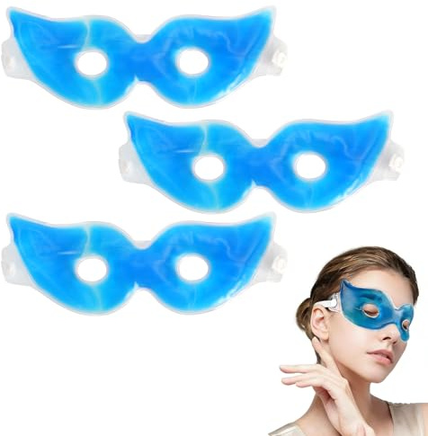 3 unidades de gel antifaz refrescante, máscara refrescante de gel para ojos, almohadillas de enfriamiento para ojos reutilizables, refrescantes para ojos hinchados y cansados, ojeras, migrañas