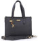 Catwalk Collection Handbags - Damen Shopper Tote Bag - Schultertasche Groß - Saffiano Leder - Abnehmbarer Schultergurt - KATHARINA - Schwarz