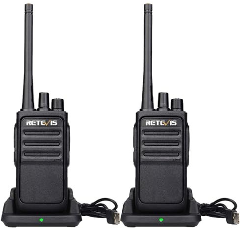 Retevis RT617 Walkie Talkie, Funkgerät Set, 16 Kanäle, 1200mAh, VOX, Nicht Magnetisches Mikrofon, Lizenzfrei PMR Funkgerät, Wiederauflabar, Reisen, Abenteuer im Freien (1 Paar, Schwarz)