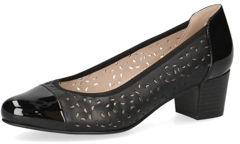 CAPRICE Confort Escarpins Femme Vernis à Motif perforé, Noir (Black Comb), 38 EU