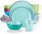 vancasso Macaron Dinnerware Set 16 Pieces Porcelain Dinner Set - Multicolour Japanese Dinner Service Mediterranean Crockery with Dinner Plate, Dessert Plate, Cereal Bowl and Mug, Service for 4