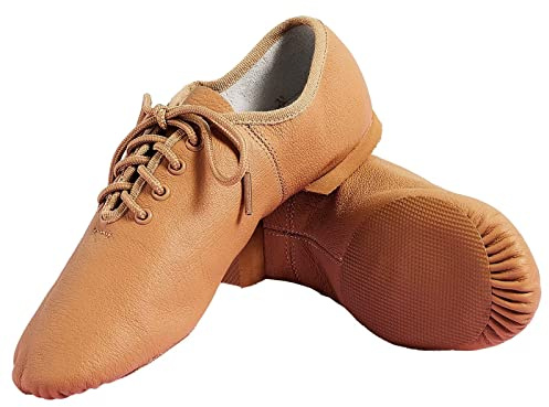 s.lemon Zapatos de Baile de Jazz con Cordones Cuero Suela Partida Zapatos de Danza Modern Jazz Beige 41