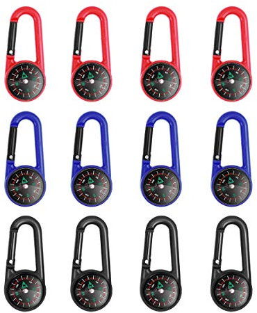 STOBOK Kompass Karabiner Kompass Keychain Bunte Mini 12Pcs Tasche Anhänger Geschenk für Sommer Outdoor Camping Zubehör Zufällige Farbe