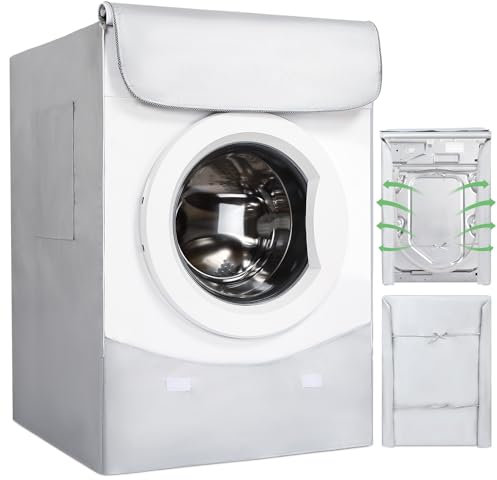 HAUSPROFI Housse Imperméable pour Machine à Laver et Sèche-Linge d'Extérieur Anti-âge et Protection Solaire Housse pour Lave-Linge et Sèche-Linge à Tambour Avec Poche Rangement Latérale 60 * 64 * 85