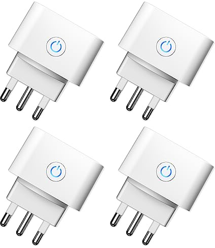Presa Wifi Italiana 16A, Monitoraggio energetico Intelligente Smart Plug, Protezione Sovraccarico, Timer e Regolazione del Programma, Compatibile con Alexa & Google Home, 4 Pezzi