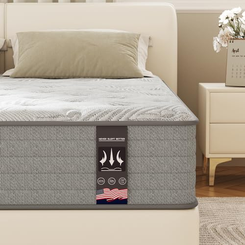 KOW Queen Size Mattress 12 Inch Medium Firm Gel Infused Memory Foam and Pocket Spring Hybrid Mattresses for Cool Sleep Relieving Pressure Relief(12 in, Queen)