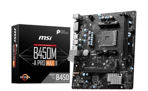 MSI B450M-A PRO MAX II ProSeries Motherboard (mATX, unterstützt AMD 5000/4000/3000/2000/1000 Series AM4 Prozessoren, M.2, SATA 6G, USB 3.2 Gen 1, DDR4, HDMI/DVI, 2,5 Gbit/s LAN)