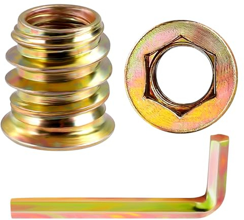 MewuDecor 5/16-18 Threaded Inserts for Wood Nutsert Furniture Screw-in Nut 13mm Length Hex Drive, 50 PCS