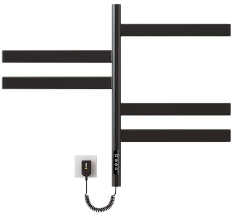 Toallero Electrico Baño, Rotación de 180° Radiador Toallero Electrico, 675x450mm, Secatoallas, Calentador de Toallas, Toallero Baño Radiador, Temperatura Ajustable, Bajo Consumo, Impermeable-Black