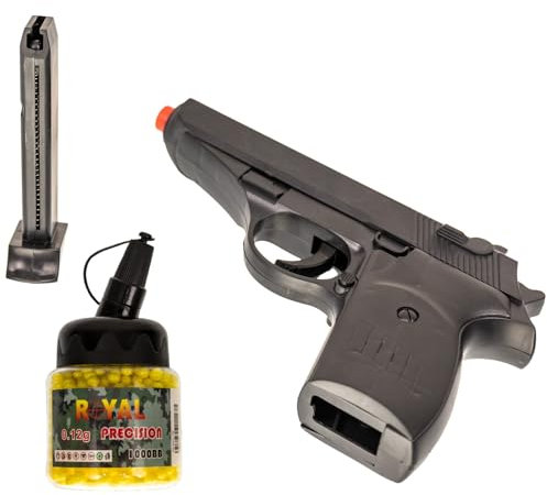 Set Softair Pistole OpTacs SX09 - Federdruck Airsoft Pistole <0,5 Joule - inkl. 1.000 BB's 0.12g - Spielzeug Pistole im Stile Einer Makarov