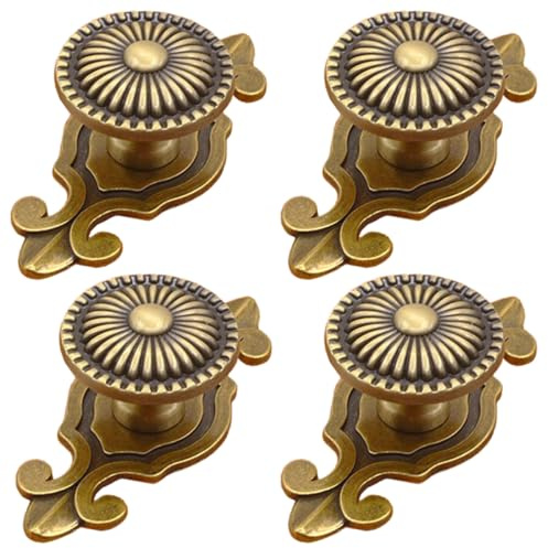 Kelier Brass Cabinet Knobs, Vintage Retro Mushroom Drawer Knobs with Backplate, Dresser Pull Handles for Kitchen/Cupboard/Wardrobe/Cabinet (Gold, 4 Pieces)