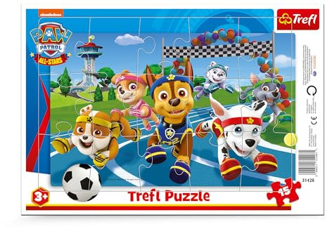 Trefl - PAW Patrol, Hilfsbereite Hunde - Rahmenpuzzle für die Kleinen, 15 Große Elemente, Rahmen und eine Feste Unterlage, für Kinder ab 3 Jahren
