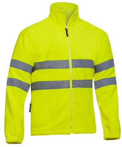 Adeepi Polaire HV jaune | Haute-Visibilité | Deux poches frontales zippées | Fermeture centrale zippée | Bandes réfléchissantes | Taille ajustable | Usage Professionnel | Jaune Fluo | S