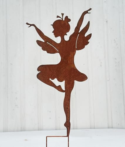 Statuetta da giardino a forma di ballerina, altezza 81 cm, adatta per il giardino, resistente alle intemperie, in metallo, arrugginita, balletto, ballerino di pietra