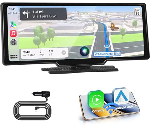 Inefala Autoradio Navigatore GPS con Wireless Carplay Android Auto 10,26 schermo per auto Stereo Radio con Bluetooth, Airplay, Siri, Trasmettitore AUX/FM, Collegamento a Specchio, Tipo-C