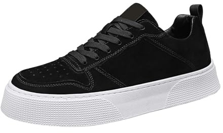 Zapatillas de skate para hombre, suela gruesa, zapatos elevadores de altura, con amortiguación, de lona, cómodas, modernas y ligeras, zapatos de ocio, Negro , 41 EU