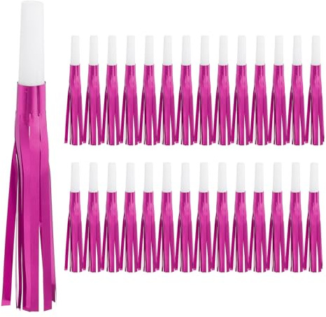 PATIKIL 60 Pcs Hacer Ruido, Silbatos De Fiesta Con Flecos Metálicos Para Fiestas Cumpleaños Año Nuevo, Tono Blanco/Plateado