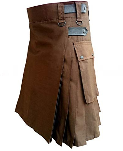 Kilt écossais Classique à Carreaux pour Homme - Jupe écossaise avec Poches contrastées - Kilt Gothique - Streetwear Vêtement - Jupes médiévales Traditionnelles de l'époque